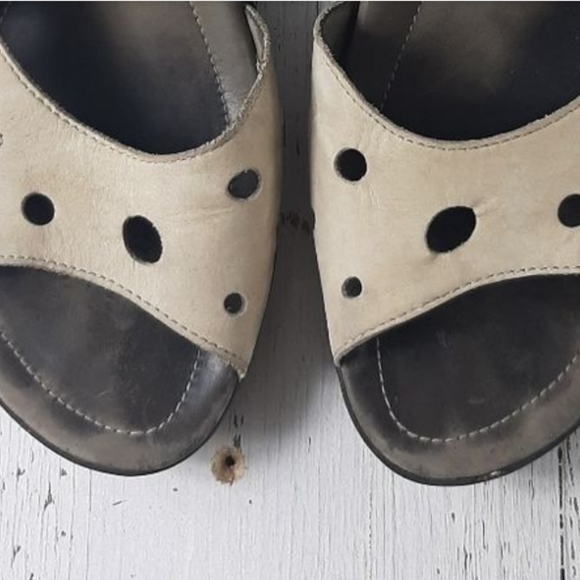 Mephisto Polly Leather Wedge Sandals Light Sand Size 40​​ - Picture 4 of 6